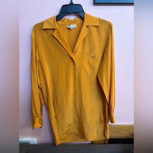 Anne Klein 100% Pure Silk Yellow Gold Button Down Flaws